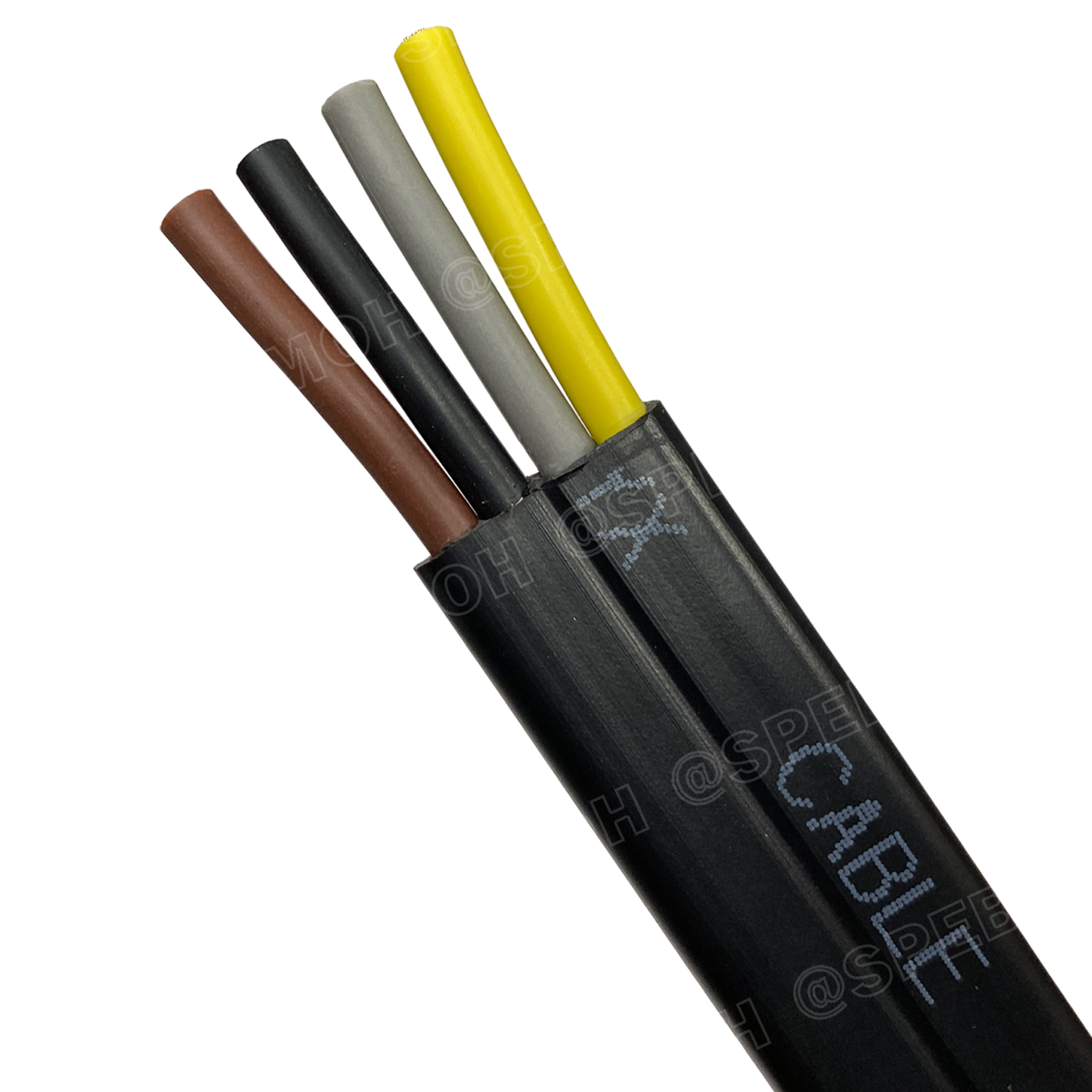 [ 1เมตร ] H07VVH6-F 4Gx4.0 sq.mm สายไฟแบน สีดำ Crane Wire 4C สายเคลื่อนที่ สำหรับเครน สายลำเลียง Moving Cable Flat Cable ป้องกันการบิดเกลียว ทองแดงแดงแท้ VDE 0295 IEC 60228 Class 5 H07 450/750V Cable For Mobile Machine Components