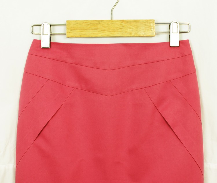 SK-134 กระโปรงแฟชั่น&ทำงาน ทรงสอบตัดต่อ ผ้าคอตตอนญี่ปุ่นสี Pink Candy