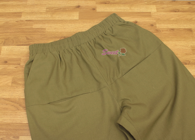 PNTL-002 กางเกงผ้าสี่ส่วนเอวยืด ผ้าคอตต้อนลินิน