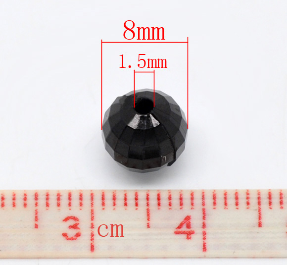 ลูกปัดอะครีลิคกลม คริสตัลสไตล์ ขนาด 8mm แพ็ค 100 เม็ด