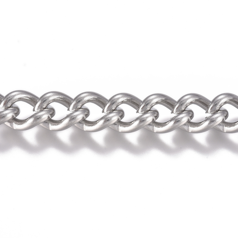โซ่สแตนเลส 304 Curb Chain สีสแตนเลส ขนาด 9x6.5 mm ยาวประมาณ 10 เมตร