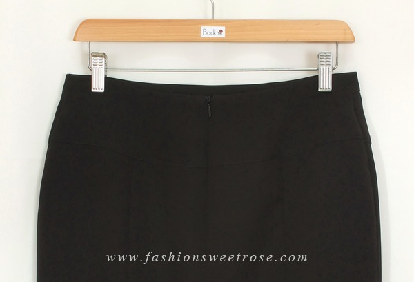 SK-448 กระโปรงทรงสอบ ผ้า Double Twist สีดำ