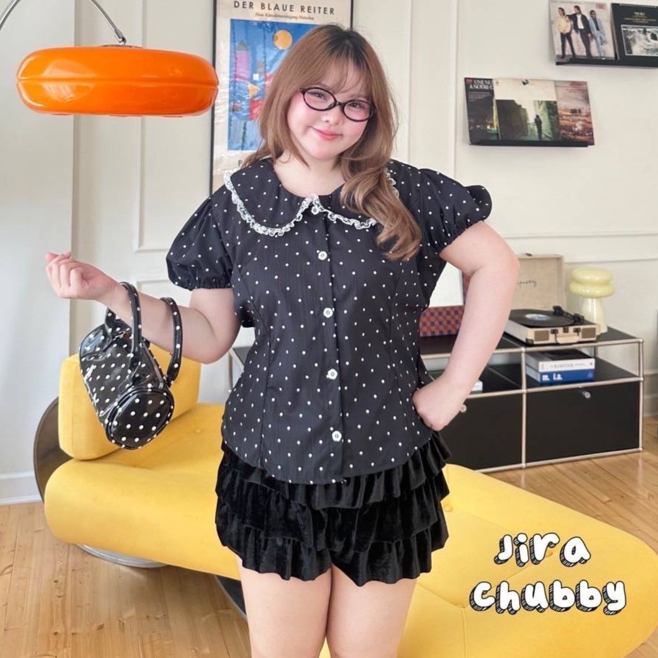 J139 เสื้อสาวอวบ ลายจุด แขนตุ๊กตา มีเชือกพูกหลัง ขาว ชมพู ฟ้า ดำ อกได้ถึง48นิ้ว หน้าผ้า50นิ้ว