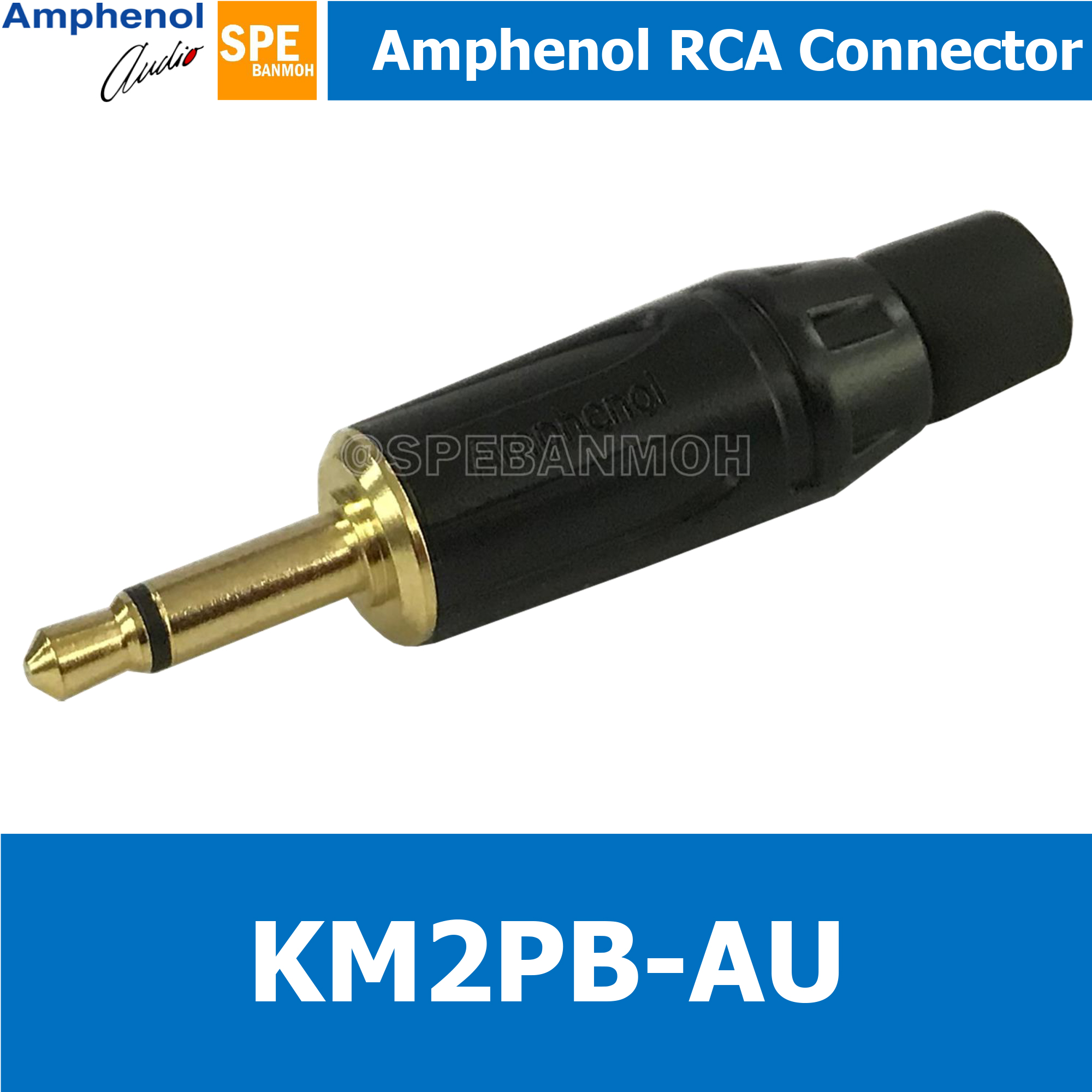 KM2PB-AU ปลั๊กมินิ 3.5 แจ็คโทรศัพท์ ปลั๊กโทรศัพท์ แจ็ค 3.5 หัว 3.5 mm สเตอริโอ Amphenol Mini Phone Plugs 3.5mm. K-Series Mono Black Finish Gold Plated Contact (หัวทอง)