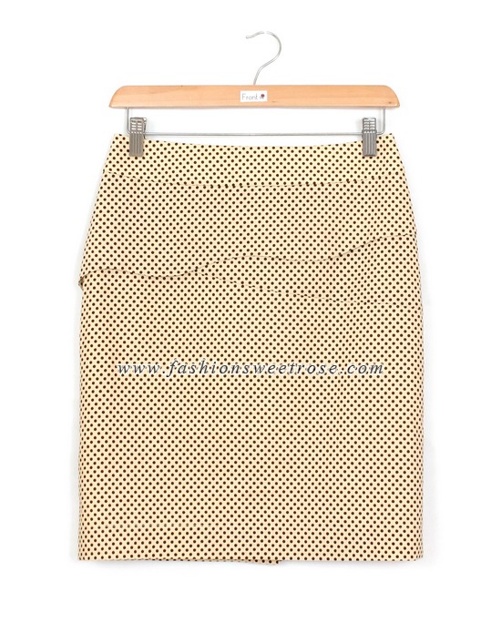 SK-414 กระโปรงแฟชั่น&ทำงาน ทรงสอบ ผ้าคอตต้อนญี่ปุ่น พิมพ์ลาย Polka Dot