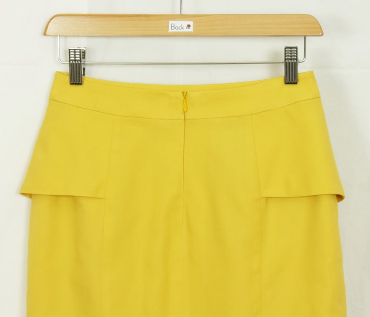 SK-114 กระโปรงแฟชั่น&ทำงาน ทรงสอบ ผ้าคอตต้อนญี่ปุ่นผสมลินิน สีเหลือง