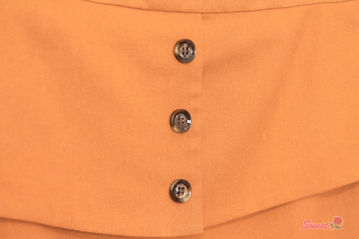 SK-495 กระโปรงทรงสอบ ผ้าคอตต้อนลินินสีส้ม