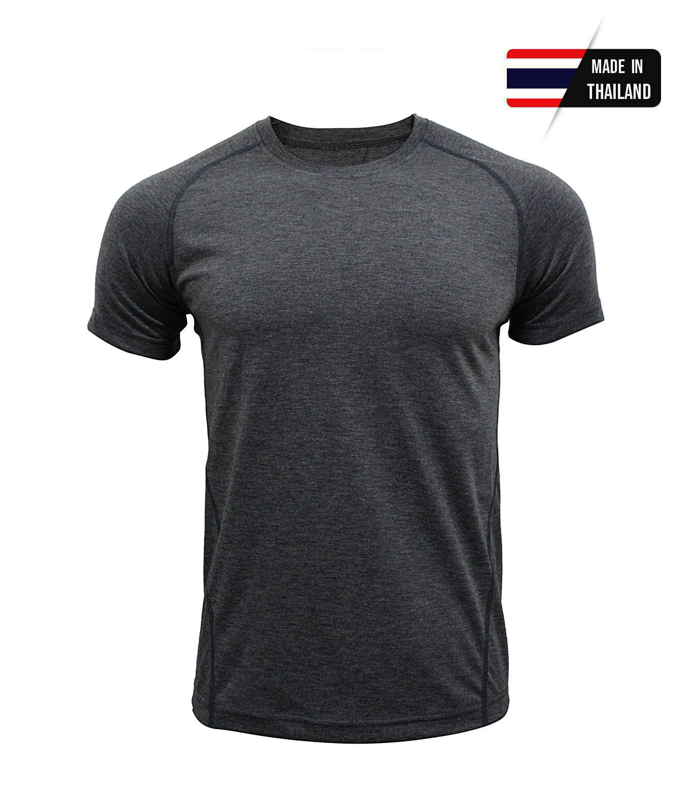 เสื้อคอกลม คอกลมไหล่สโลป ผ้าท๊อปดราย ไมโคร 100% สีเทาเข้ม ใส่สบาย ระบายเหงื่อได้ดี