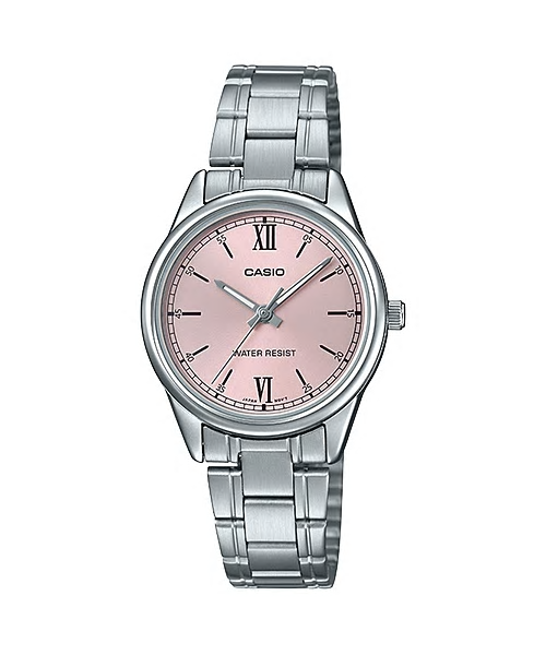CASIO Standard รุ่น LTP-V005D-4B2UDF สีเงิน หน้าปัดชมพู สินค้าใหม่ ของแท้ รับประกันศูนย์ CMG