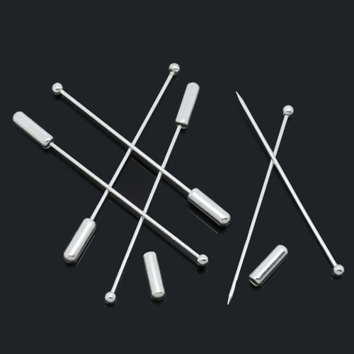 เข็มกลัดแบบแท่งหัวบอล วัสดุทองแดง สีเงิน