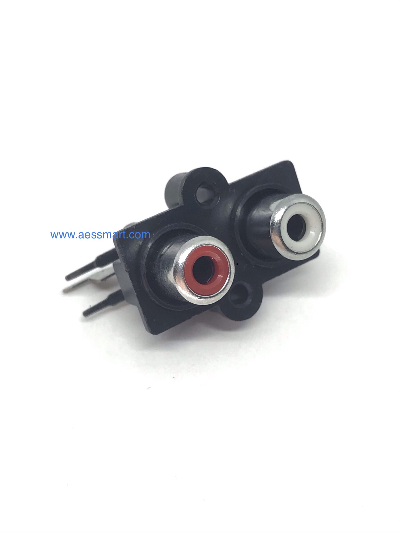 แท็ป Jack RCA 2รู, ตัวตั้งเหลี่ยม, สีเงิน(ตัวสีดำ)