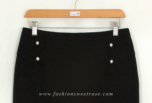 SK-448 กระโปรงทรงสอบ ผ้า Double Twist สีดำ
