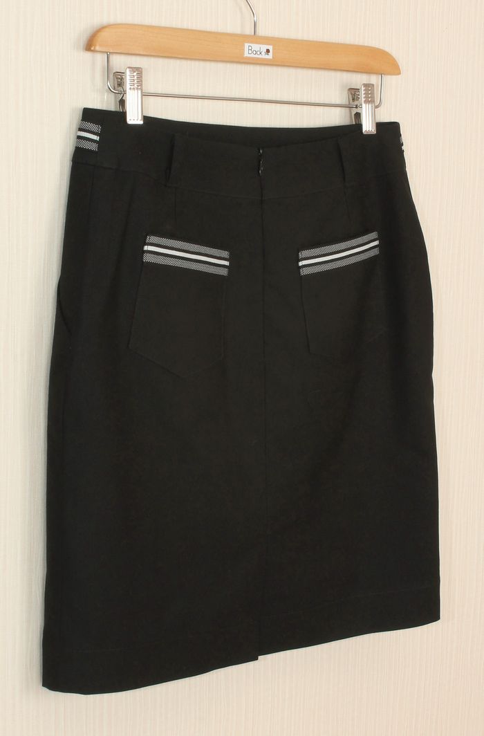 SK-230 กระโปรงแฟชั่น&ทำงาน ทรงสอบมีกระเป๋า 2 ข้าง ผ้าคอตตอนญี่ปุ่นสีดำ