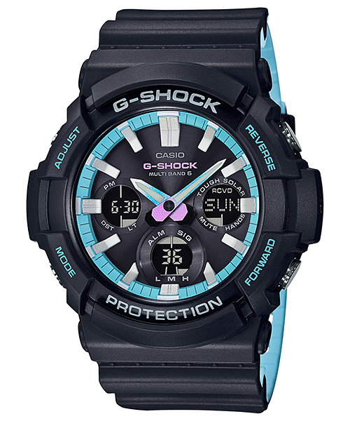 CASIO G-SHOCK รุ่น GAS-100PC-1ADR สีดำ ฟ้า สายทูโทน สินค้าของเเท้ รับประกันศูนย์ CMG