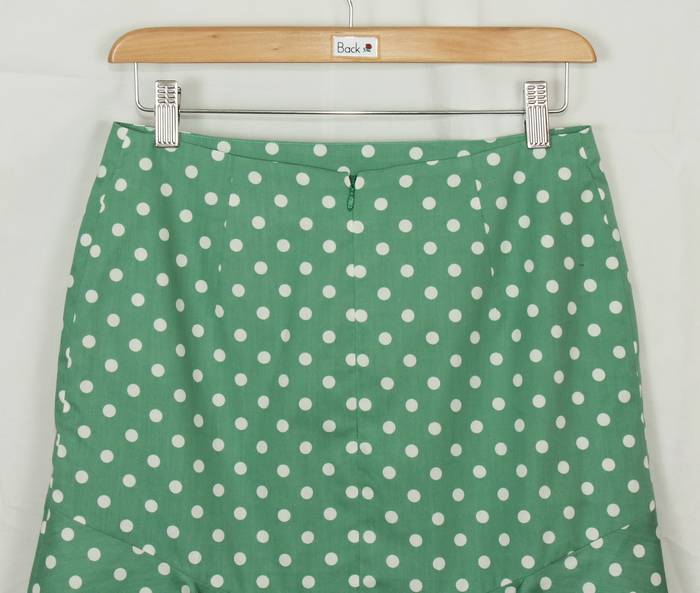 SK-199 กระโปรงแฟชั่น&ทำงาน ทรงย้วย ผ้าคอตต้อนญี่ปุ่นสีเขียว Polka Dot Green