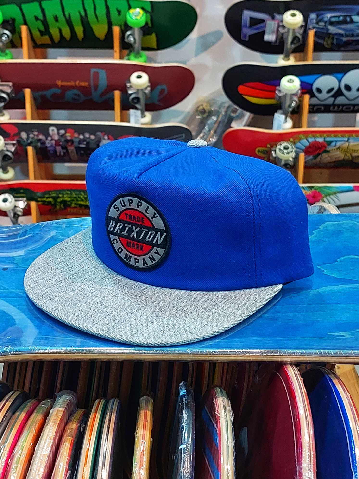 Brixton Council Snapback Royal/Heather Grey
