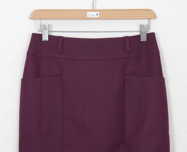 SK-272 กระโปรงแฟชั่น&ทำงาน ทรงสอบ ผ้าญี่ปุ่นผสมสเปนเด็กสีม่วงเปลือกมังคุด