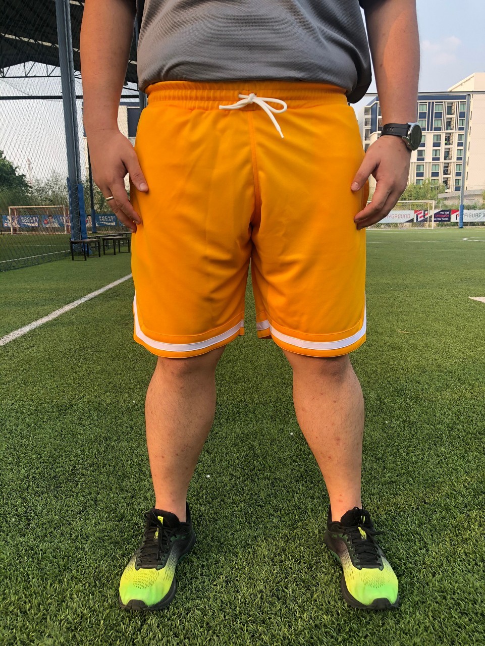 กางเกงวอม Free Size 3ส่วน ผ้าร่ม ใส่ออกกำลังกาย 2XL 3XL 4XL สีเหลือง