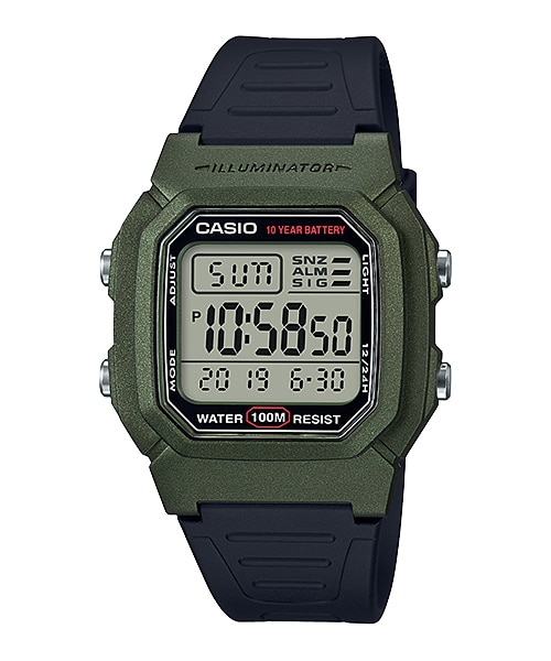 CASIO Standard รุ่น W-800HM-3AVDF สีเขียว สายดำ สินค้าใหม่ ของแท้ รับประกันศูนย์ CMG 1 ปี