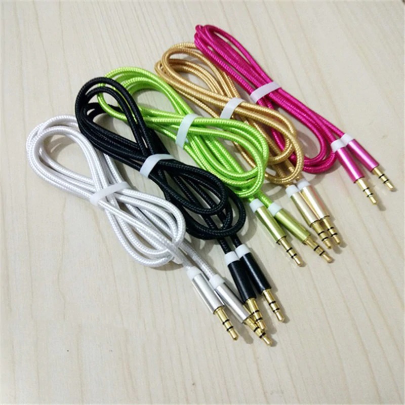 สาย Aux แบบเชือกถัก 3.5 mm เสียงสเตอริโอ ยาว 1 เมตร คุณภาพสูง เหนียวทน