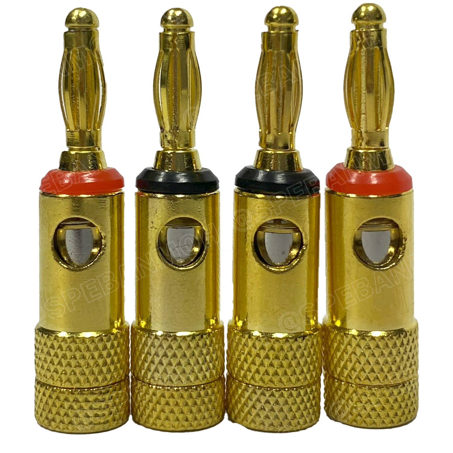 [ 1ชุด/4ตัว ] BNN-014-GL ปลั๊กบานาน่าเครื่องเสียง ตัวผู้ Male ∅4 mm ชุบทอง gold Banana Plug Audio Grade ปลั๊กกล้วย ชุบนิกเกิ้ล พรีเมี่ยม หัวเสียบลำโพง ขั้วต่อสายลำโพง Speaker Connector บานาน่า 4mm gold-plated เครื่องเสียง แจ็คลำโพง แจ็คลำโพง ออดิโอเกรด