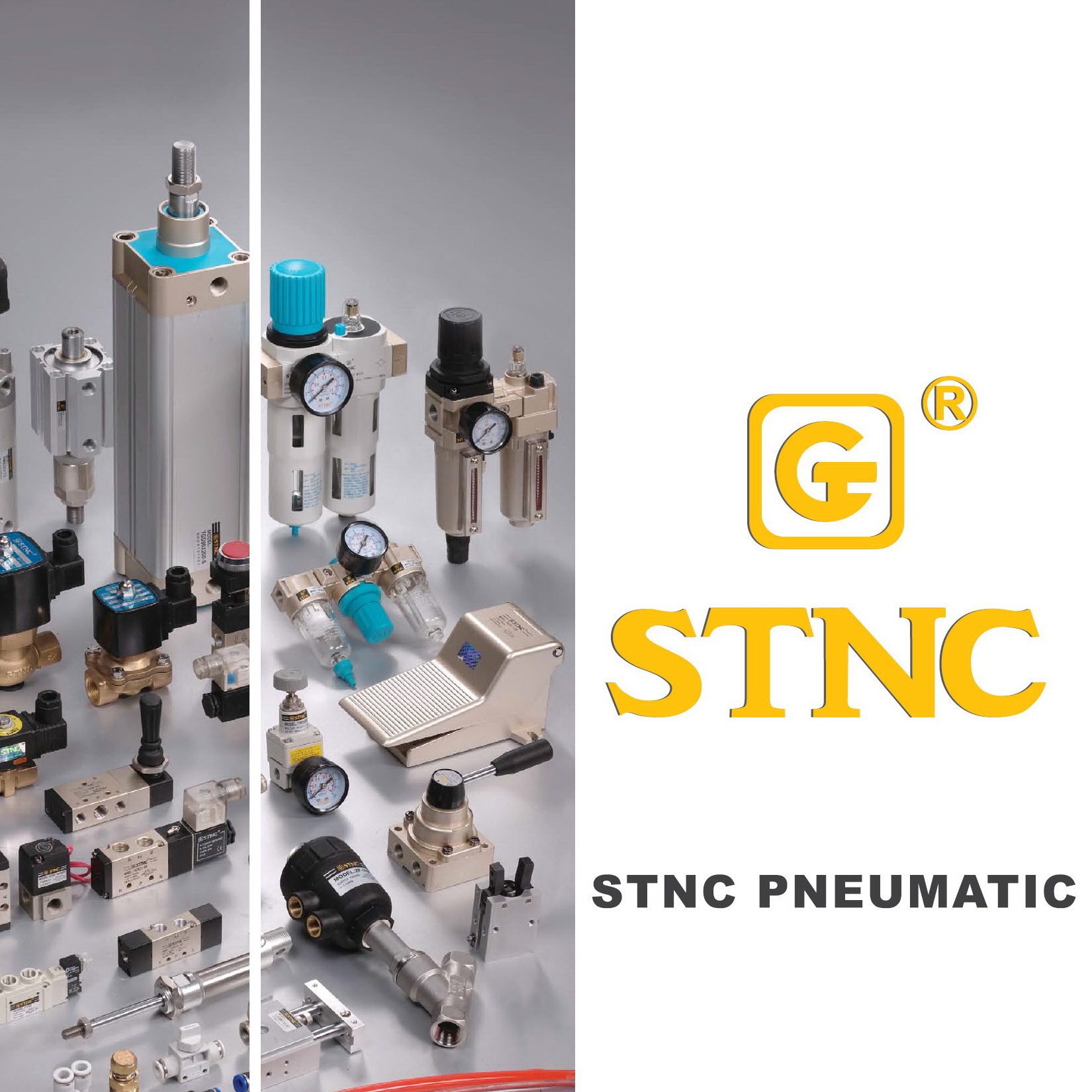 อุปกรณ์ลมนิวเมติกส์ PNEUMATIC, ชุดกลองลม ดักลม Regulator and Filter, เกจวัดแรงดัน Presure gauge, โซลินอยด์วาล์ว Solenoid, แมคคานิคอลวาล์ว Mechanical Valve, Foot Valve, ข้อต่อวาล์วต่างๆ (STNC)