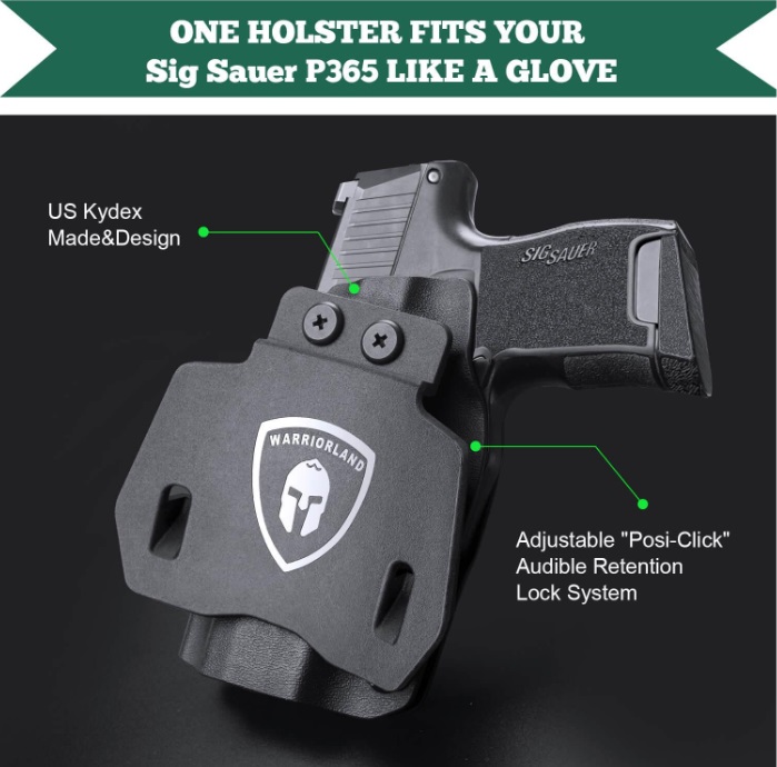 ซองปืน พกนอก Open Carry OWB Paddle Holster Kydex for Sig Sauer P365 P365 XL P365 SAS P365X P365.380 ACP P365 ROSE.380 ACP Pistol with Red Dot Trigger Guard | WARRIORLAND