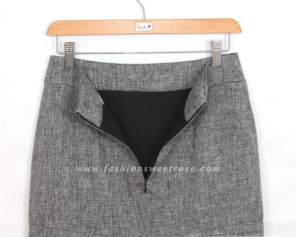 SK-433 กระโปรงทรงสอบ ผ้าคอตต้อนลินินไอริส สีดำ