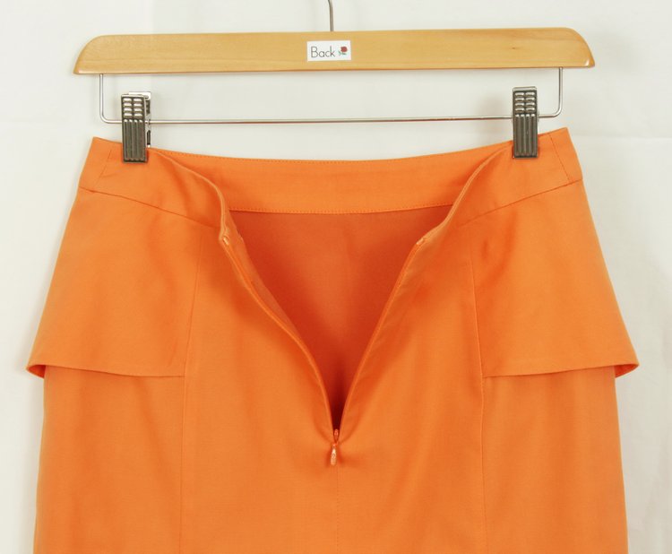 SK-113 กระโปรงแฟชั่น&ทำงาน ทรงสอบ ผ้าคอตต้อนญี่ปุ่นผสมลินิน สีส้ม