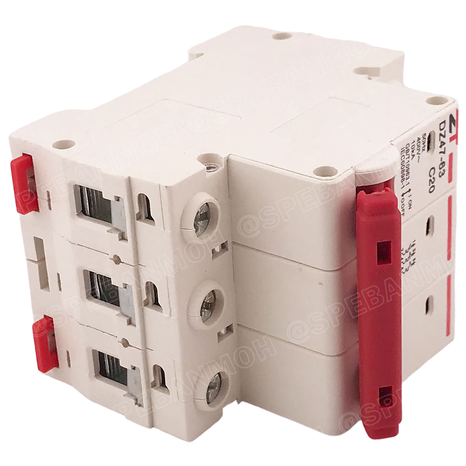 DZ47-63-3P 20A เบรกเกอร์เมน ยึดรางปีกนก 3P 20A AC Circuit Breaker เบรกเกอร์ตัดไฟเกิน 3โพล 20แอมป์ คัดเอาท์ ป้องกันกระแสเกิน Overload ป้องกันการลัดวงจร Short circuit เบรกเกอร์ตัดไฟ เบรกเกอร์ลูกย่อย Ac Circuit Breaker ไฟบ้าน 230V/400V AC มินิเซอกิตเบรก