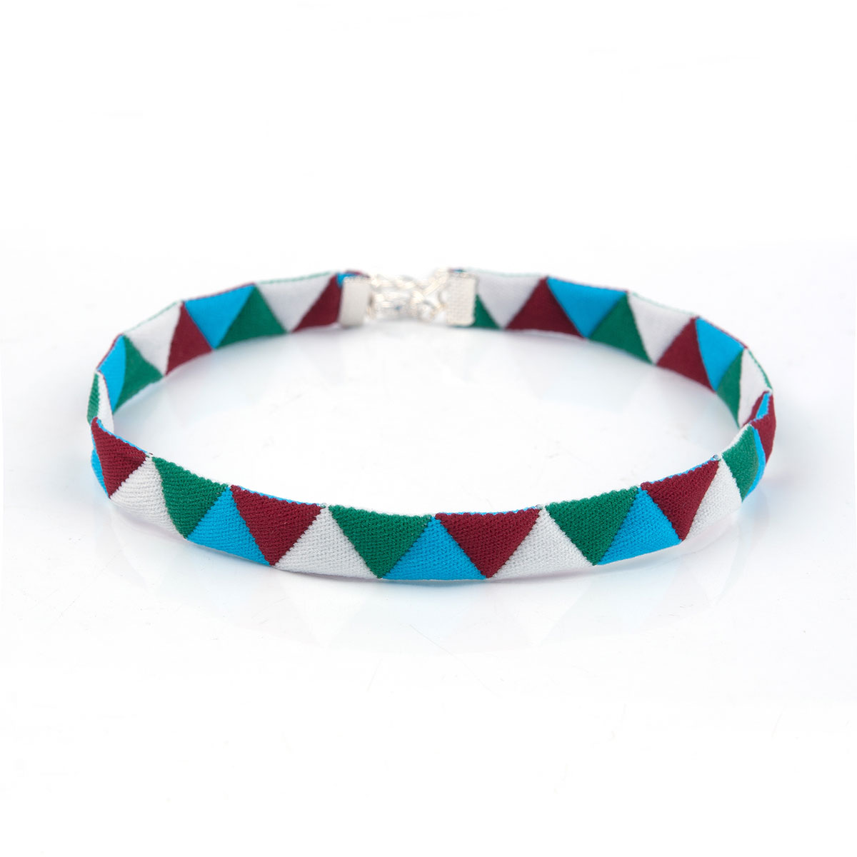 สร้อยคอผ้า Choker แฟชั่นโบฮีเมียนสไตล์ ลาย triangle ยาว 34 cm 1 เส้น