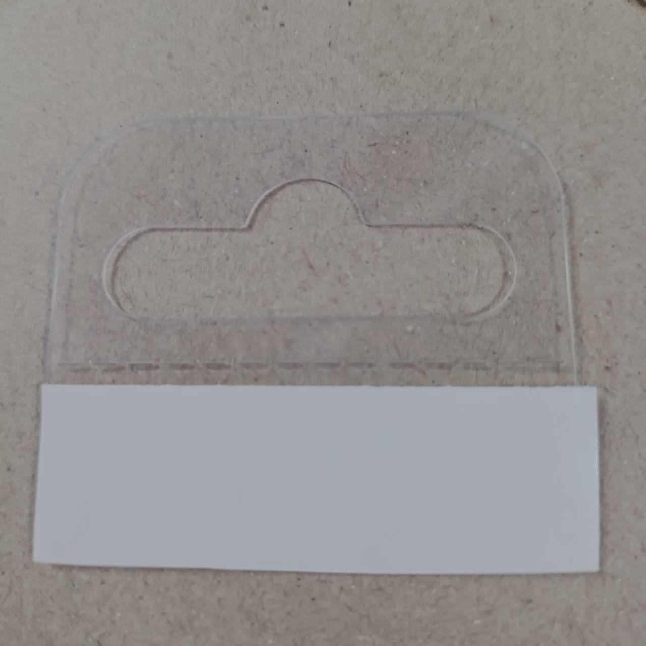 Hang Tabs หูแขวนสินค้า ป้ายแขวนสินค้าพลาสติก PET มีแถบกาว 4.5cm x 4.2cm 100 ชิ้น