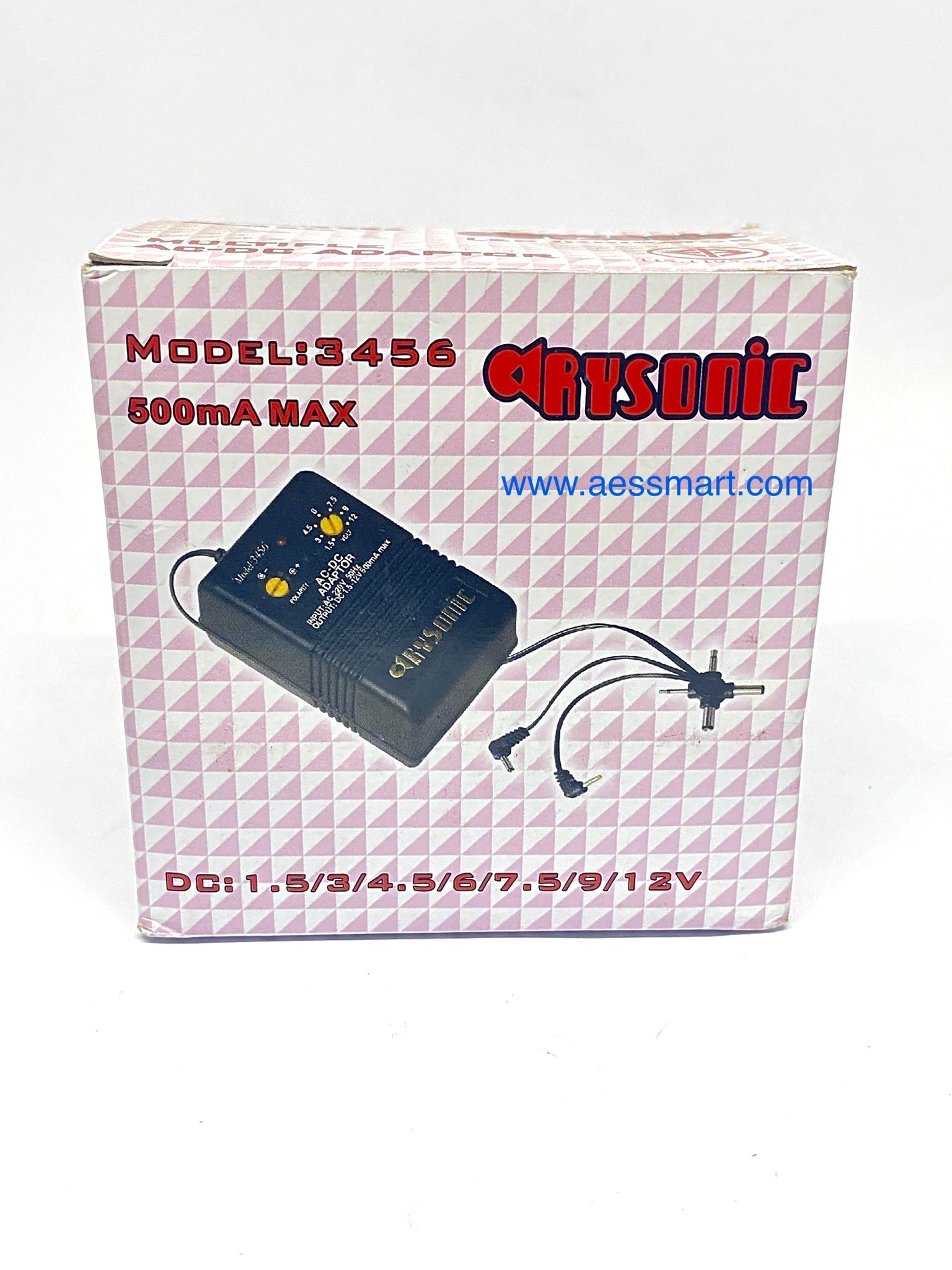 Adapter Model : 3460 800mA, Rysonic , DC : 1.5/3/4.5/6/7.5/9/12V