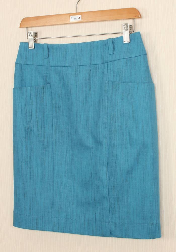 SK-234 กระโปรงแฟชั่น&ทำงาน ทรงสอบ ผ้าญี่ปุ่นผสมสเปนเด็กสีฟ้า