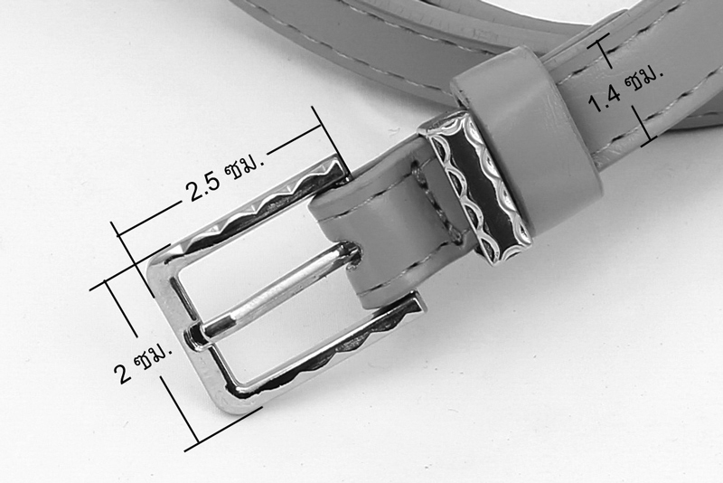 BLT-277 เข็มขัดแฟชั่นผู้หญิงเส้นเล็ก สายหนังเทียมสีฟ้า หัวโลหะทรงโค้งเหลี่ยม