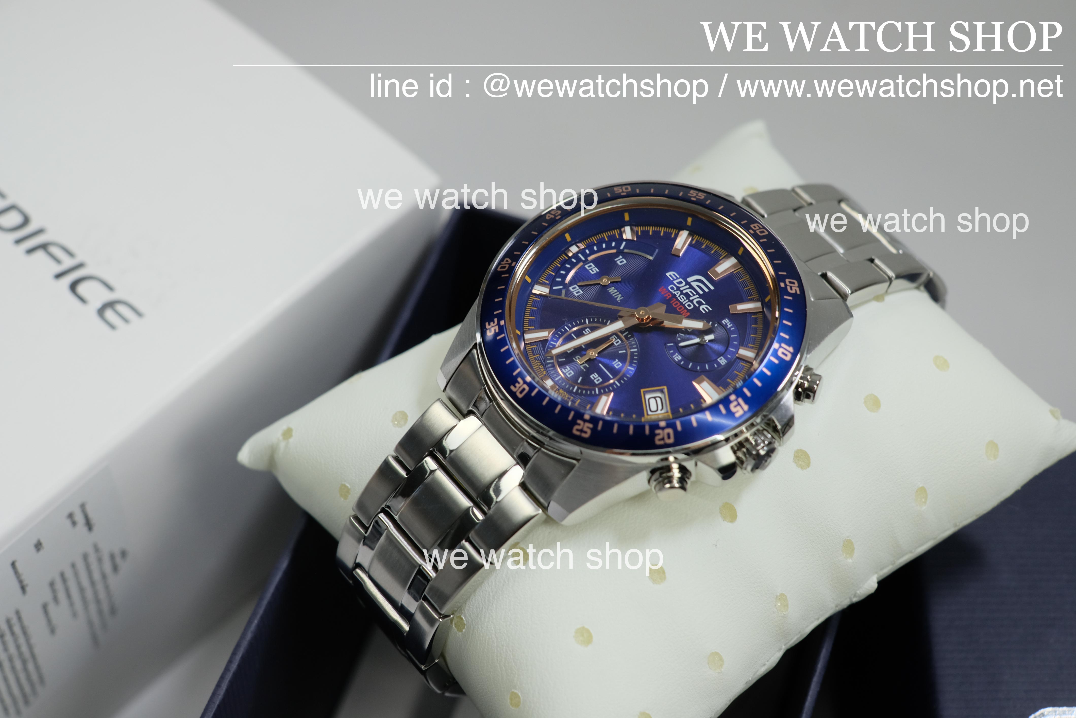 CASIO EDIFICE รุ่น EFV-540D-2AVDF สายสแตนเลส สีเงิน จอน้ำเงิน สินค้าใหม่ ของแท้ รับประกันศูนย์ CMG