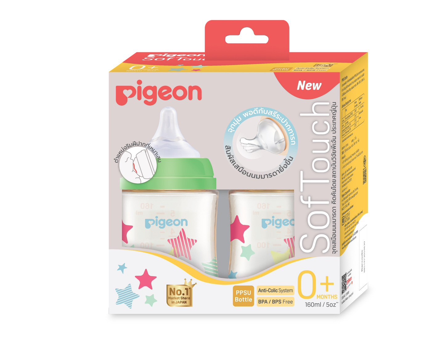 Pigeon ขวดนมคอกว้าง พีเจ้น ขวดนม PPSU/PPWN (ขนาด 5/8 ออนซ์)
