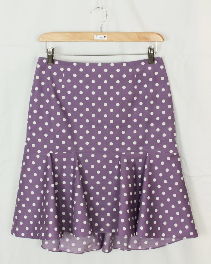 SK-200 กระโปรงแฟชั่น&ทำงาน ทรงย้วย ผ้าคอตต้อนญี่ปุ่นสีม่วง Polka Dot Purple