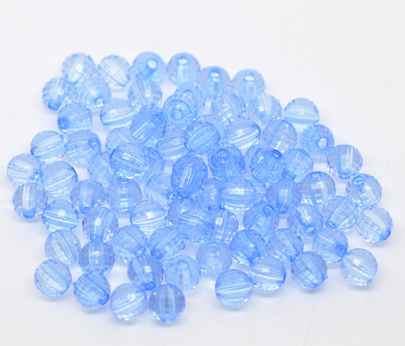 ลูกปัดอะครีลิคกลม คริสตัลสไตล์ ขนาด 8mm แพ็ค 100 เม็ด