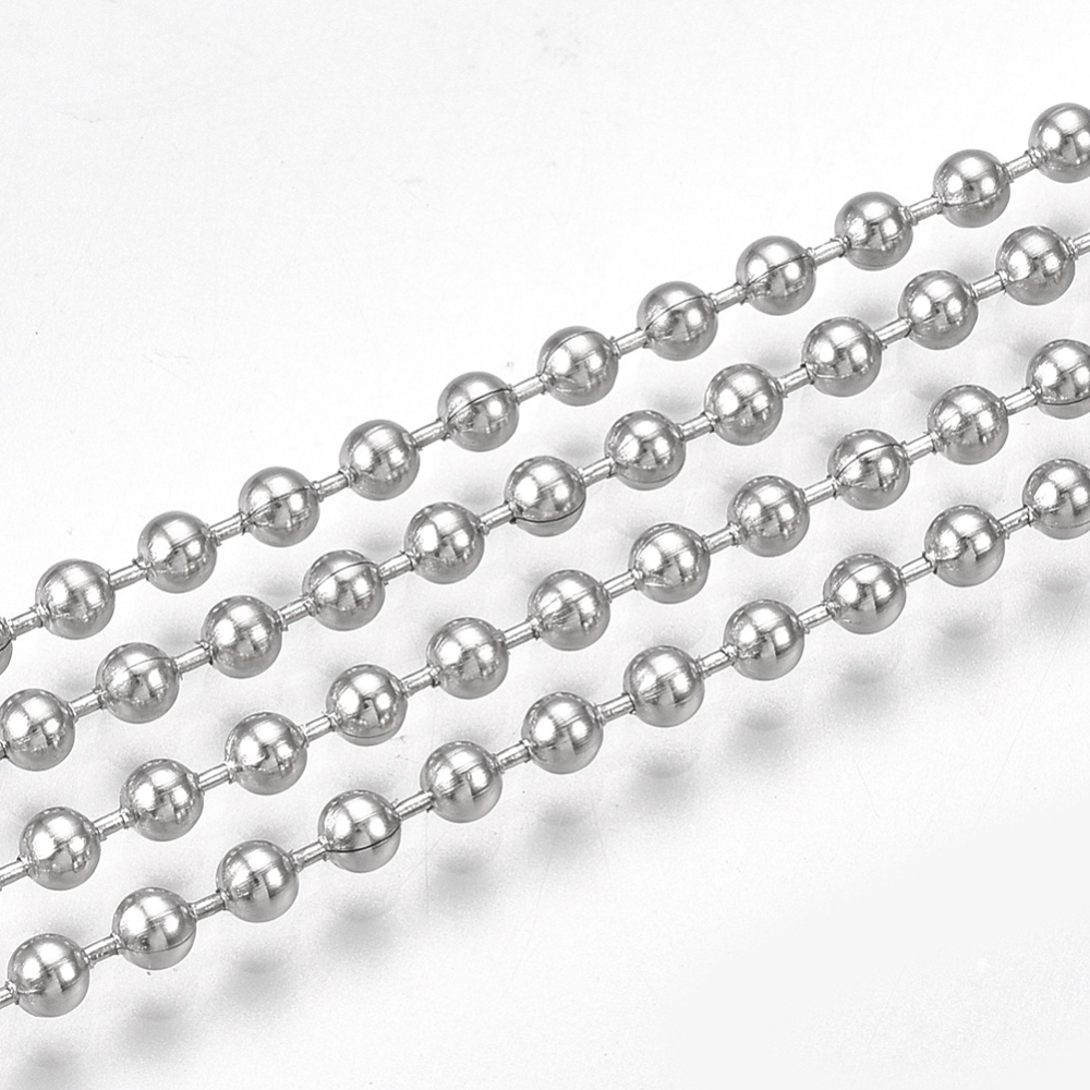 โซ่ไข่ปลา สแตนเลส 304 เม็ดกลมขนาด 2.5 มม.,ในม้วนพลาสติกใสยาว 12 เมตร