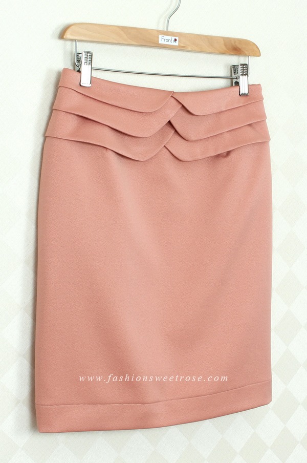 SK-304 กระโปรงแฟชั่น&ทำงาน ทรงสอบ ผ้า ZARA สีพีช Peach