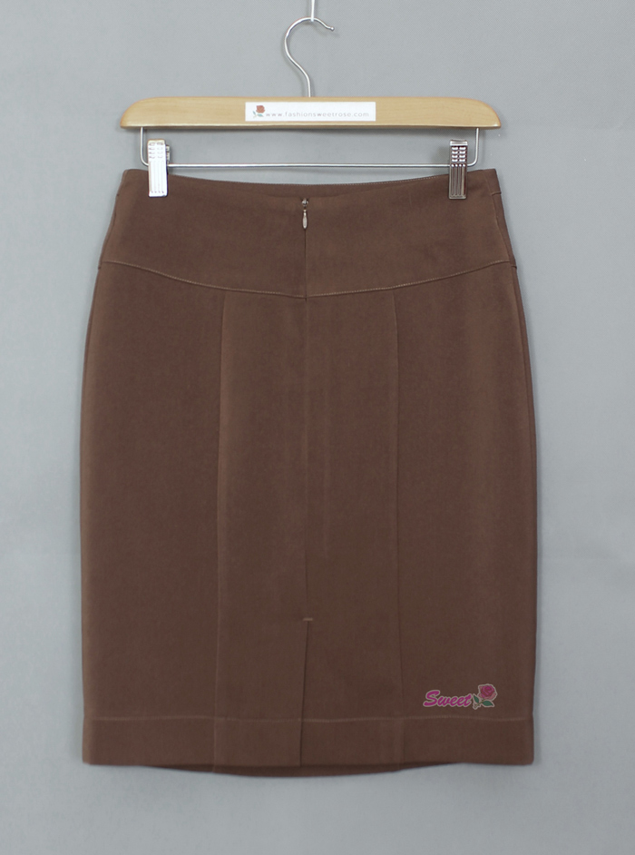 SK-500 กระโปรงทรงสอบ ผ้า Micro สีน้ำตาล