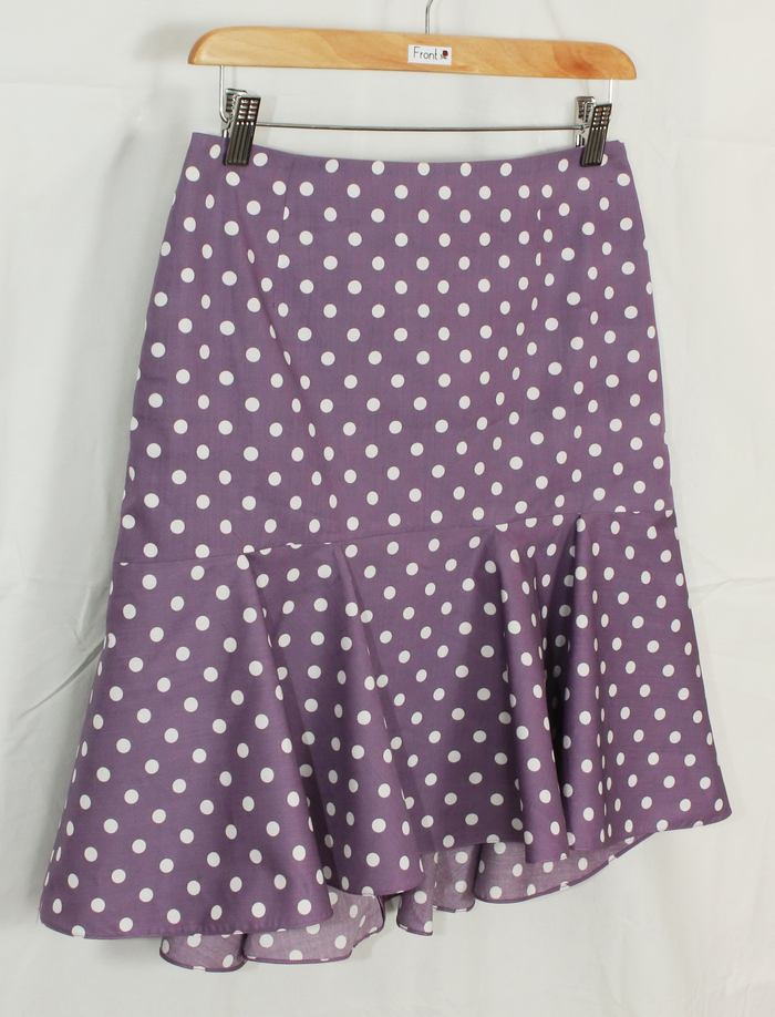 SK-200 กระโปรงแฟชั่น&ทำงาน ทรงย้วย ผ้าคอตต้อนญี่ปุ่นสีม่วง Polka Dot Purple