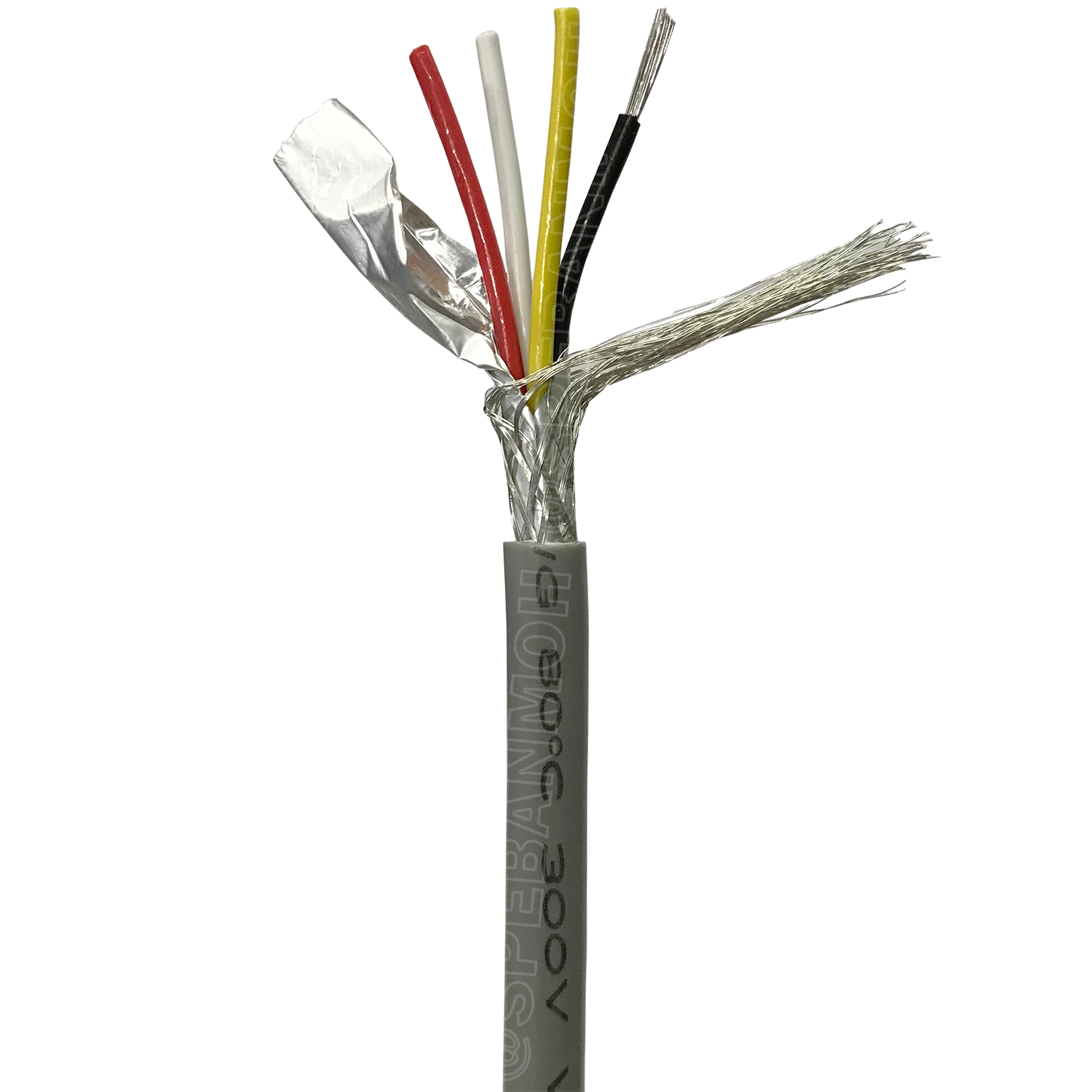 [ 1 เมตร ] MD-2464-BS-18AWG-04C ชีลรอบ สีเทา Grey สายมัลติคอร์ 4 คอร์ ขนาด 18AWG 4Cx18AWG UL2464 300V 80°C AWG18 เบอร์ 18 สายชีลรอบ Braid Shielded Multicore Cable 8C Computer Cable TCU Tinned Stranded Copper AWM 2464 18AWG VW-1 80°C 300V E150612