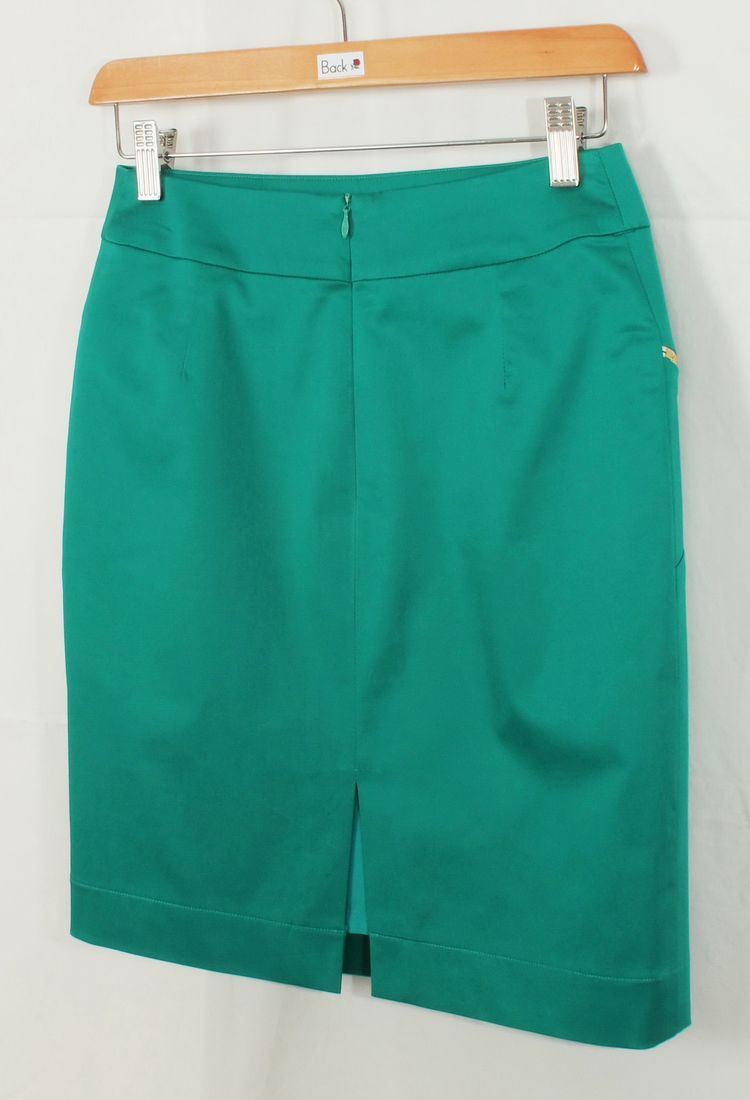 SK-117 กระโปรงแฟชั่น&ทำงาน ทรงสอบ ผ้าคอตต้อนญี่ปุ่นผสมสเปนเดกสีเขียว Deep Sea