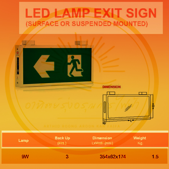 ป้ายทางออกหลอด LED9วัตต์แบบแขวน
