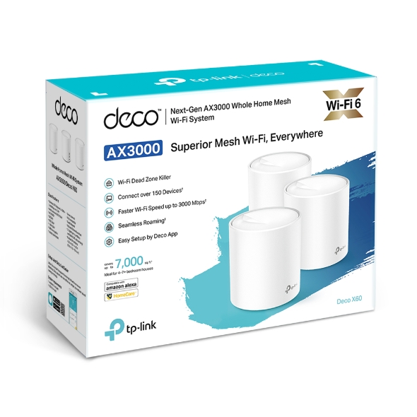 TP-LINK Deco X60 (3Pack) AX3000 Smart Home Mesh Wi-Fi System รับประกันศูนย์ไทย