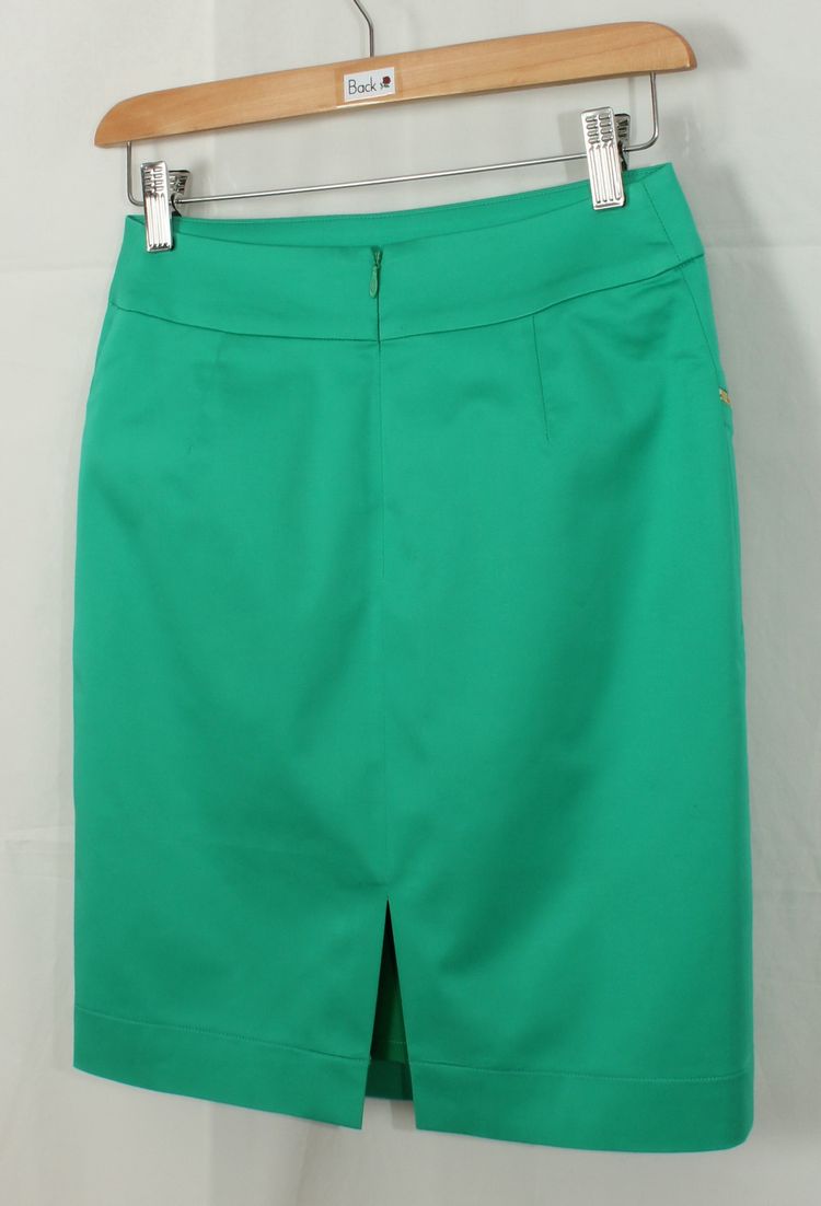 SK-118 กระโปรงแฟชั่น&ทำงาน ทรงสอบ ผ้าคอตต้อนญี่ปุ่นผสมสเปนเดกสีเขียวมิ้นท์