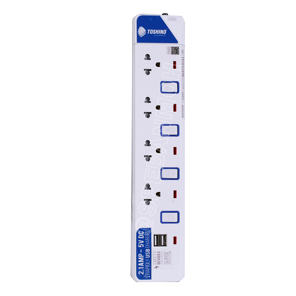 ET-914USB ปลั๊กพ่วง TOSHINO ET Series มาตรฐาน มอก. รางปลั๊กไฟ 4 ช่อง 4 สวิตซ์ 3 เมตร USB 5V 2.1A TOSHINO ET914USB 3M ระบบ ป้องกันกระแสไฟเกิน อัตโนมัติ ระบบ ป้องกันไฟกระชาก สวิทช์เปิด-ปิด การใช้งานแยกจุด ผลิตจาก วัสดุไม่ลามไฟ ไฟแสดงสถานะการใช้งาน ม่านนิรภั