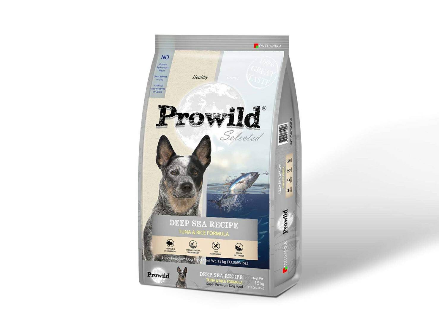 Prowild อาหารสุนัข เกรดพรีเมี่ยม รสทูน่า 15kg. (รวมส่ง)